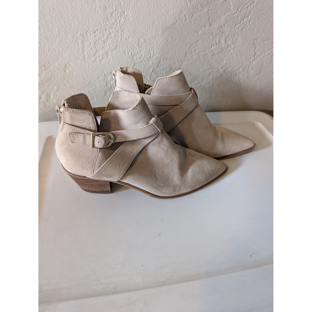 Sole Society Womens Pointed Toe Ankle Booties Buckle Strap Western Tan sz 9.5